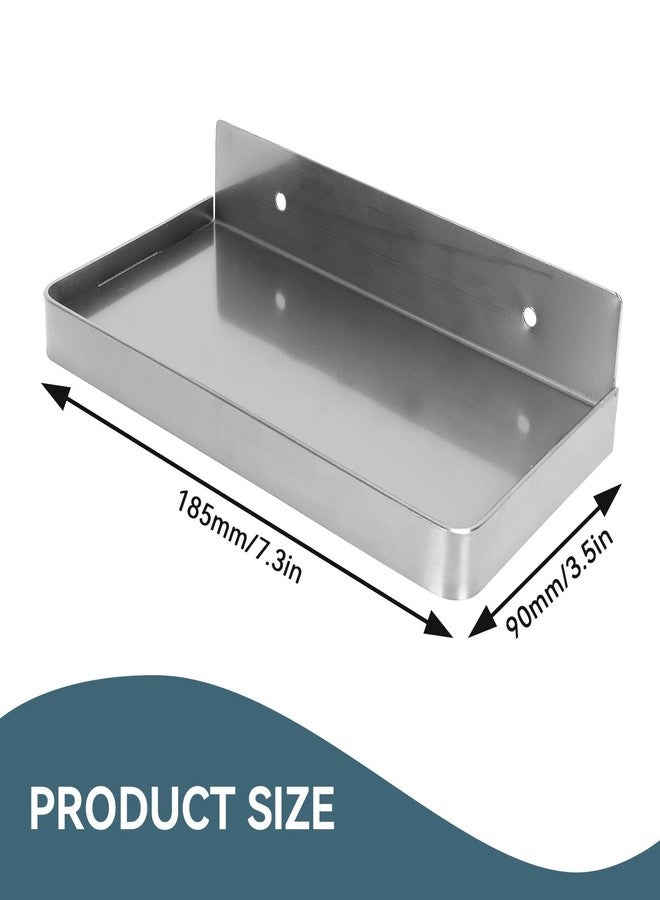 Jwthee Bathroom Cell Phone Shelf, Stainless Steel Small Floating Shelf Wall Mounted Phone Shelf Holder Small Shelf for Bathroom, Small Bathroom Wall Shelf, Mini Wall Shelf for Collectibles, 7.3x3.5in - Image 2